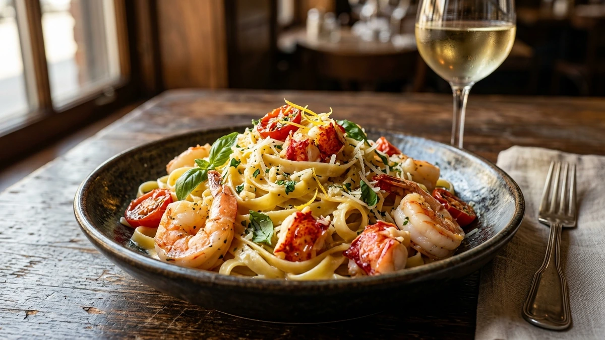 Creamy Garlic Butter Shrimp and Lobster Pasta (Decadent Seafood Dinner!)