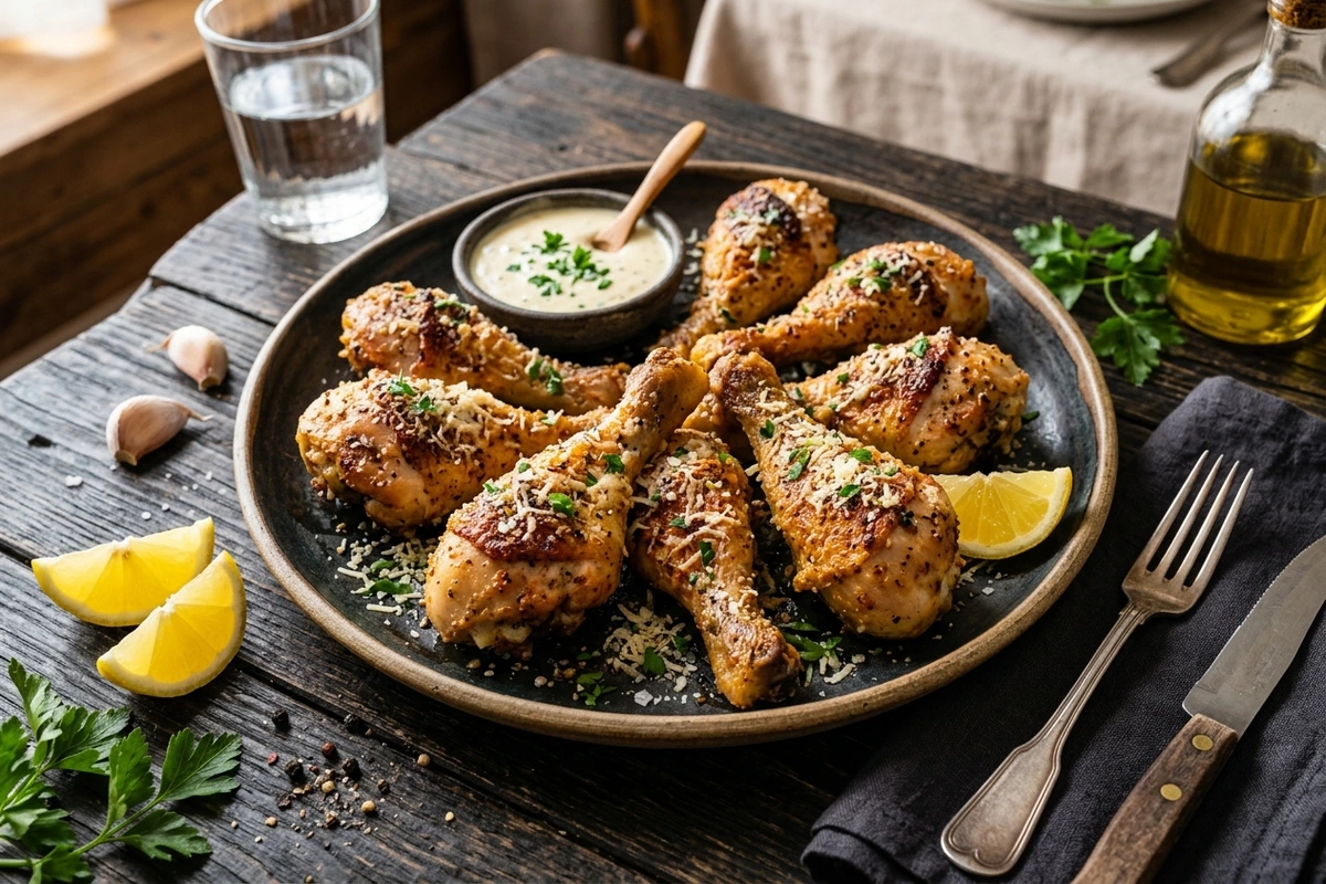 Ultra Crispy Garlic Parmesan Chicken Drumsticks (Easy & Juicy!)