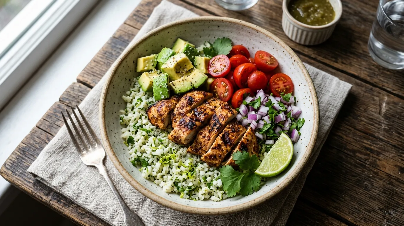 Easy Low Carb Chicken Burrito Bowl Recipe
